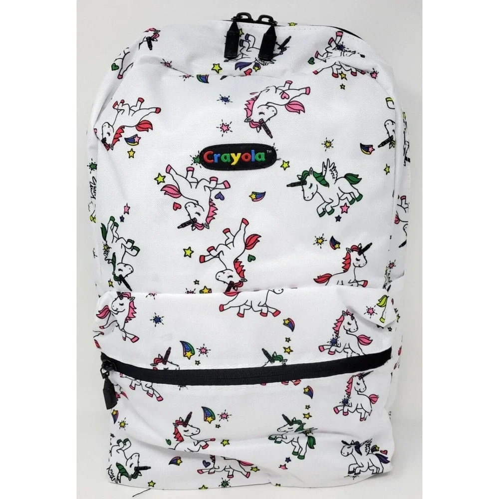 Crayola White All Over Unicorn Print Boys Girls Kids Backpack 15